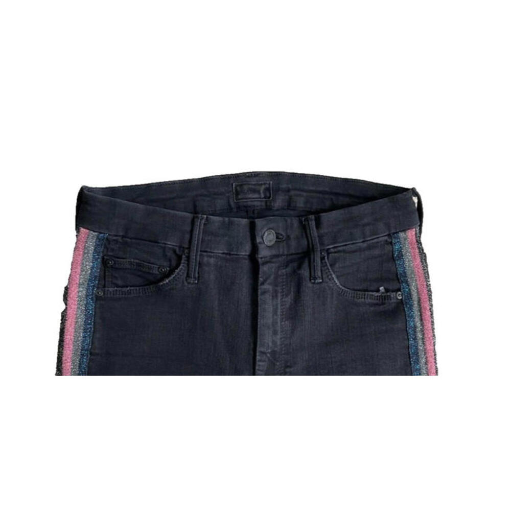 MOTHER High Waisted Looker Ankle Fray Guilty Glitter Racer Raw Hem Size 26 - Picture 5 of 9